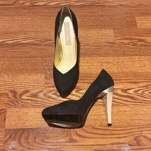 Stella McCartney Dark Blue-Black Platform Pump with Ivory Heel